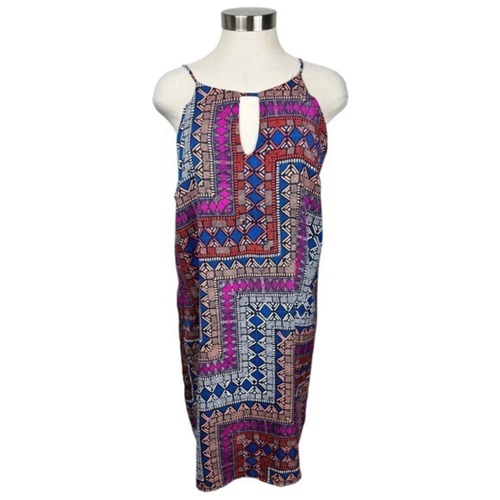 Allison Joy‎ Geometric Print Halter Shift Dress Medium